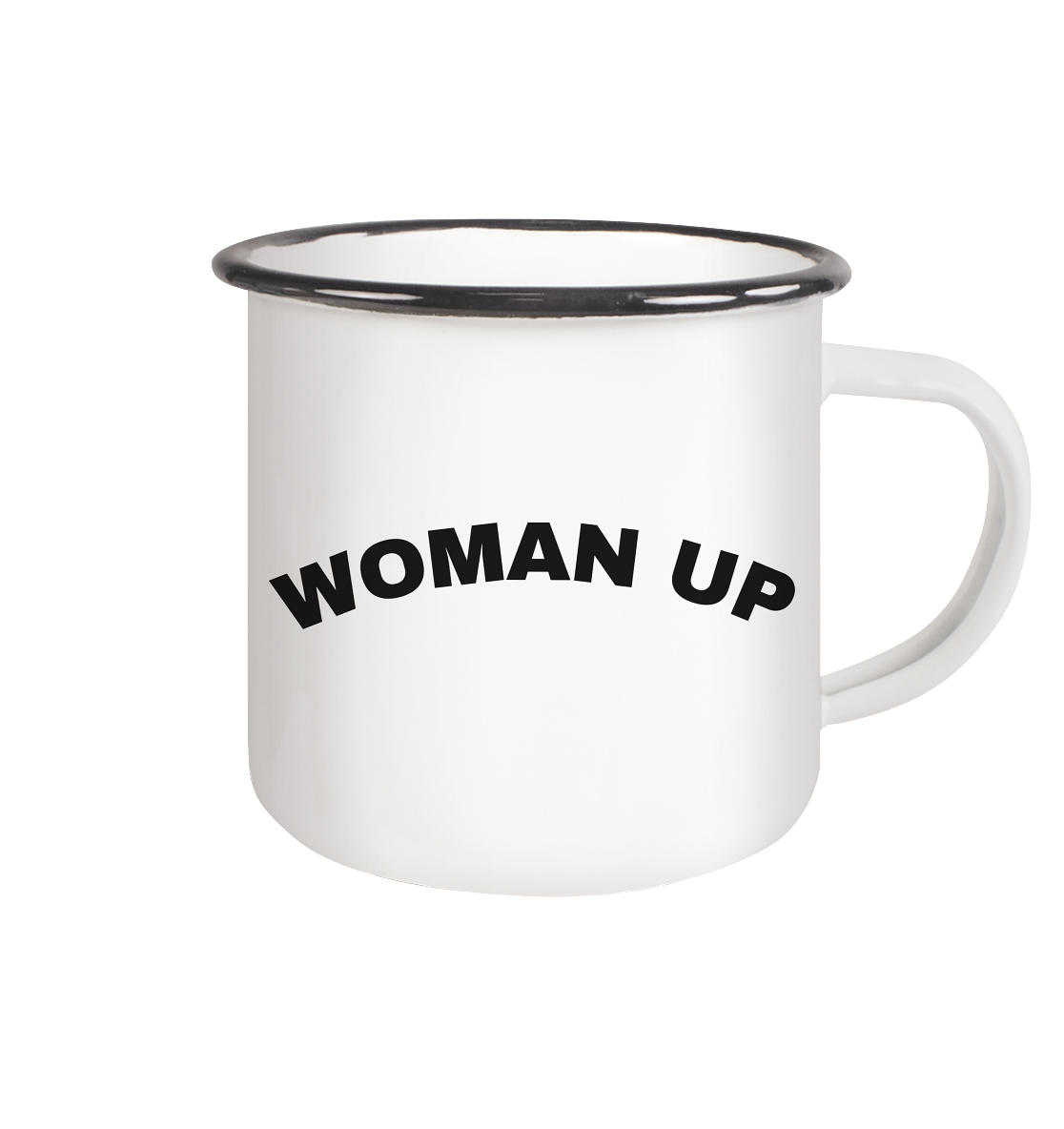 Woman Up Feminismus - Emaille Tasse (Black) - Equal Rebels